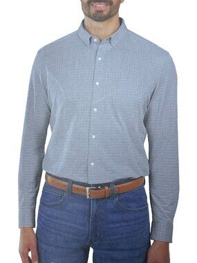 Kirkland Signature Men's M Knit Dress Shirt Modern Fit Gray Checkered   F1041